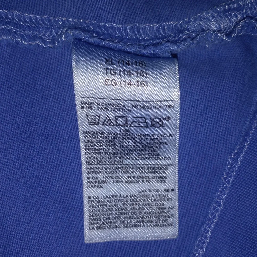 Old Navy Keeping Love Alive Graphic Cropped Tee T-Shirt Blue Girls Size XL 14-16